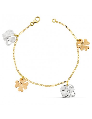 18K PULSERA TRICOLOR FETICHES 17CM