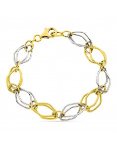 18K PULSERA BICOLOR ESLABONES ANCHO 8 MM LARGO 20CM