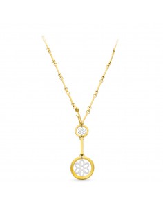 18K GARGANTILLA ORO BICOLOR CIRCULOS Y FLOR 45CM