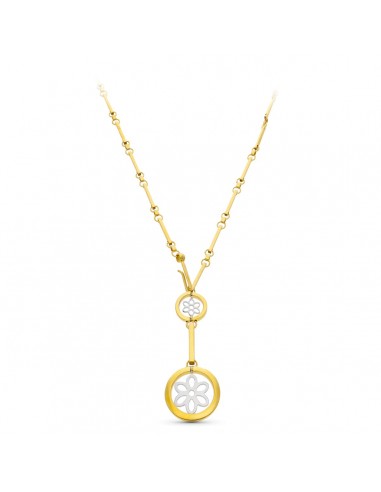 18K GARGANTILLA ORO BICOLOR CIRCULOS Y FLOR 45CM