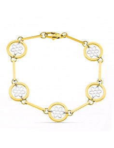 18K PULSERA ORO BICOLOR CALADOS ANCHO 14 MM LARGO 19CM