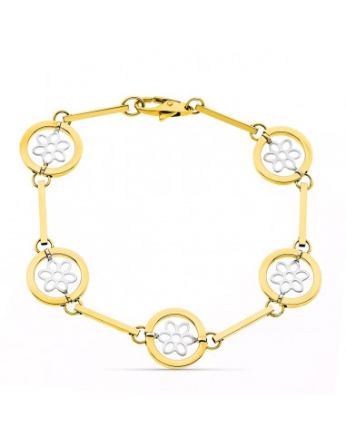 18K PULSERA ORO BICOLOR CALADOS ANCHO 14 MM LARGO 19CM