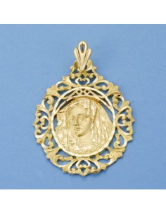 18K MEDALLA VIRGEN DE LA MACARENA CERCO 40 X 31 MM
