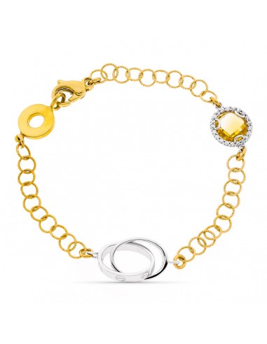 18K PULSERA ORO BICOLOR ESLABONES ANCHO 10 MM LARGO 19CM