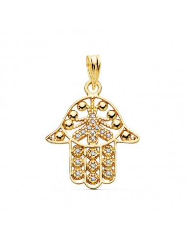 18K COLGANTE AMULETO ORO AMARILLO MANO FATIMA 19X18 MM