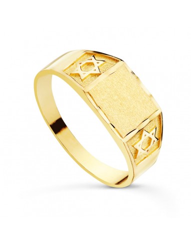 18K SELLO ORO AMARILLO CADETE MACIZO ESTRELLA DAVID ANCHO 9X7.5 MM