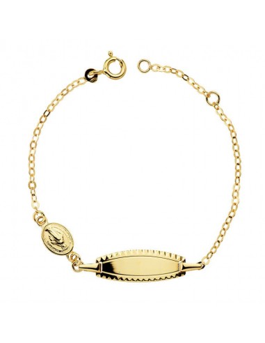 18K PULSERA ESCLAVA ORO AMARILLO NIÑA 14CM MEDALLITA