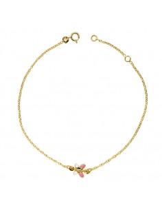 18K PULSERA ORO AMARILLO MARIPOSA ESMALTE 18CM 1.20CM