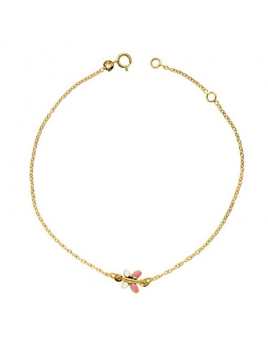 18K PULSERA ORO AMARILLO MARIPOSA ESMALTE 18CM 1.20CM
