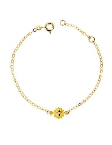 18K PULSERA ORO AMARILLO NIÑA SOL ESMALTE 14.5CM