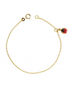 18K PULSERA ORO AMARILLO NIÑA MARIQUITA ESMALTE 14CM