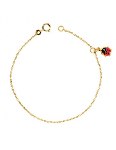 18K PULSERA ORO AMARILLO NIÑA MARIQUITA ESMALTE 14CM