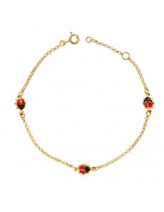 18K PULSERA ORO AMARILLO MARIQUITAS ESMALTE 17.50CM
