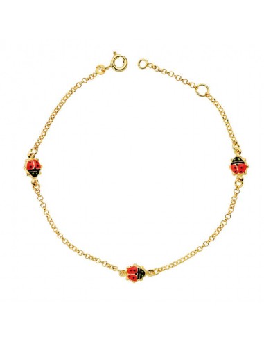 18K PULSERA ORO AMARILLO MARIQUITAS ESMALTE 17.50CM
