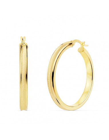 18K AROS ORO AMARILLO REDONDOS MATE Y BRILLO 30X4 MM