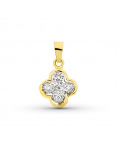 18K CRUZ ORO BICOLOR CON CIRCONITA 14X11 MM