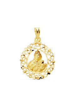 18K MEDALLA ORO AMARILLO VIRGEN DEL CARMEN ORLA TALLADA 25 X 20 MM