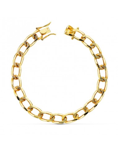 18K PULSERA ORO AMARILLO BARBADA MACIZA 8MM 22CM