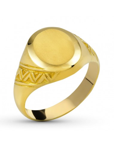 18K SELLO ORO AMARILLO MACIZO OVAL MOTIVO LATERAL. ZONA GRABADO: 12X11 MM