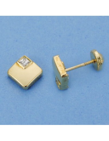 18K PENDIENTES ORO AMARILLO TUERCA CUADRADOS. 6 X 6 MM.