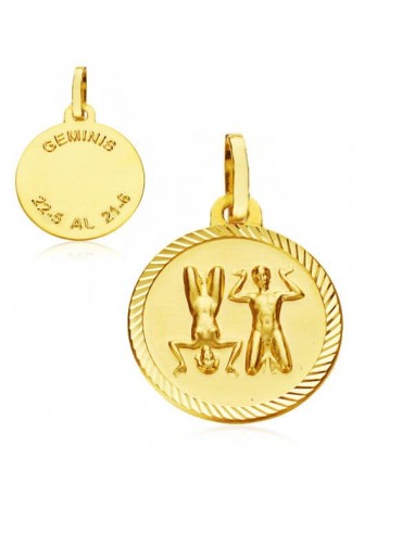 18K PLACA HOROSCOPO ORO AMARILLO GEMINIS 16 MM