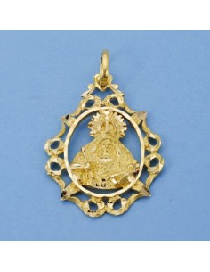 18K MEDALLA VIRGEN DE ARACELI CERCO 33 X 24 MM