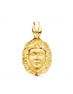 18K COLGANTE ORO AMARILLO ROSTRO VIRGEN DEL ROCIO  26 X 18 MM