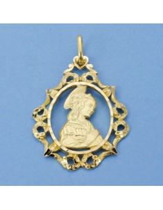 18K MEDALLA VIRGEN DEL RETABLO CERCO 33 X 25 MM