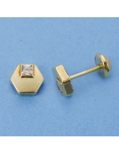 18K PENDIENTES ORO AMARILLO HEXÁGONO. 6 X 6 MM.