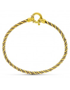 18K PULSERA CORDON ORO BICOLOR CON CADENAS Y BOLITAS. 3,5M