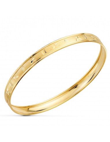 18K PULSERA ARO TALLADO LABRADO Y MATIZADO ORO AMARILLO MEDIDA INTERIOR 63 MM ANCHO TOTAL 7 MM SIN CIERRE