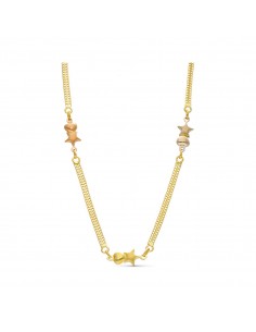 18K GARGANTILLA ORO TRICOLOR MALLA Y ESTRELLAS