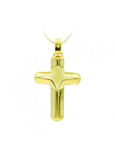 18K CRUZ ORO AMARILLO HUECA LISA 37X24 MM