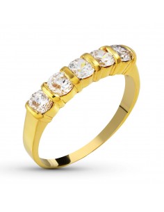 18K SORTIJA QUINTILLO ORO AMARILLO MACIZO CIRCONITA 4 MM. ANCHO 4MM