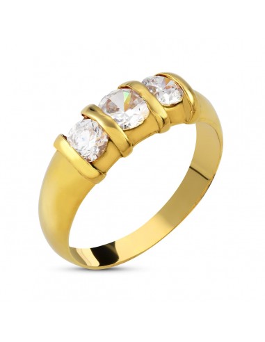 18K SORTIJA TRESILLO ORO AMARILLO MACIZO CABALLERO CON 3 CIRCONITA DE 5 MM