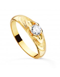 18K SOLITARIO ORO AMARILLO CADETE ANCHO 6 MM CIRCONITA 4 MM SIN FORRAR