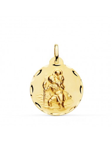 18K MEDALLA ORO AMARILLO SAN CRISTOBAL TALLADA 22 MM