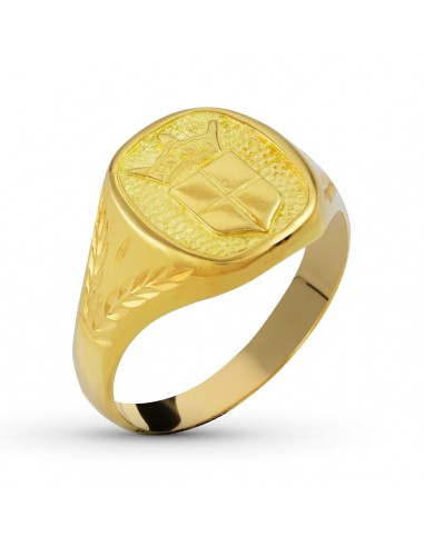 18K SELLO ORO AMARILLO MACIZO TONEL MOTIVO HERALDICO 8X8MM