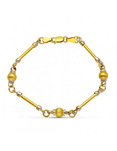 18K PULSERA ORO AMARILLO BARRA Y BOLAS