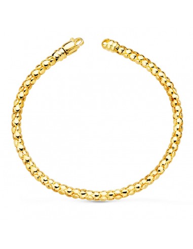 18K PULSERA ORO AMARILLO COREANA HUECA ANCHO 4 MM LARGO 20CM