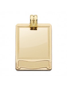 18K PLACA CHAPA LASER ORO AMARILLO 28X20 MM