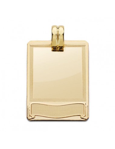 18K PLACA CHAPA LASER ORO AMARILLO 28X20 MM