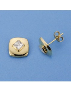 18K PENDIENTES CUADRADOS CIRCONITAS. 10 MM.