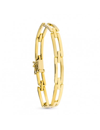 18K PULSERA ORO AMARILLO ESLABON RECTANTULAR MATE Y BRILLO