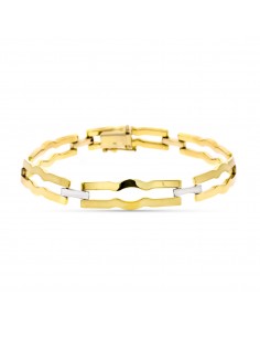 18K PULSERA ORO BICOLOR MATE Y BRILLO.