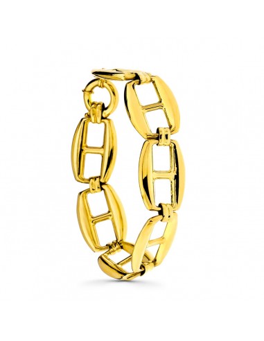 18K PULSERA ORO AMARILLO BARCO HUECA GRANDE