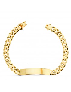 18K PULSERA ESCLAVA ORO AMARILLO MACIZA BARBADA ANCHO: 7MM. LARGO: 21CM  PLACA CHAPA: 40X8MM