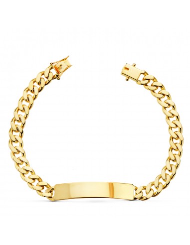 18K PULSERA ESCLAVA ORO AMARILLO MACIZA BARBADA ANCHO: 7MM. LARGO: 21CM  PLACA CHAPA: 40X8MM