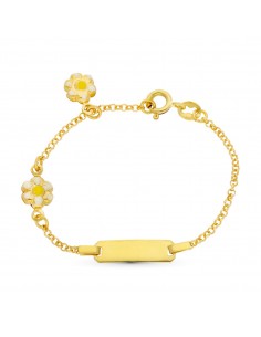 18K ESCLAVA ORO AMARILLO MARGARITAS ESMALTE 13CM