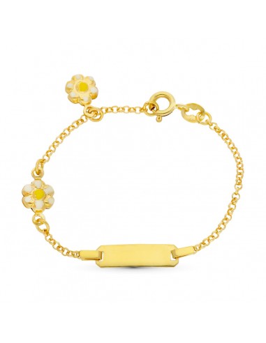 18K ESCLAVA ORO AMARILLO MARGARITAS ESMALTE 13CM